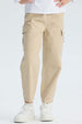 Pantalón Niña Cargo Con Pliegue En Basta Beige