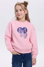Polerón niña print cerrado rosado