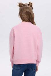 Polerón niña print cerrado rosado