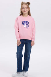 Polerón niña print cerrado rosado