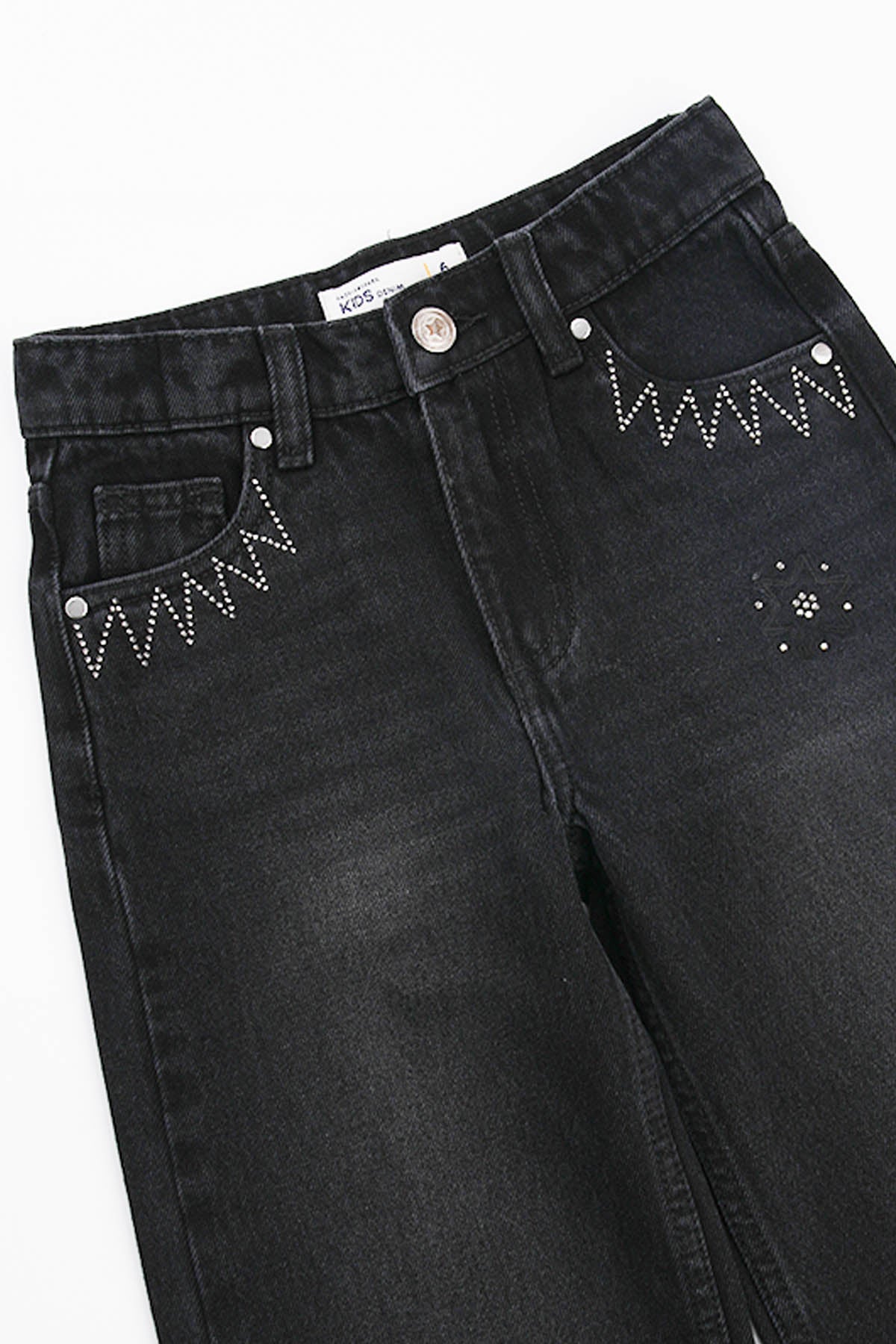 Jeans Niña Flare Con Strass Negro