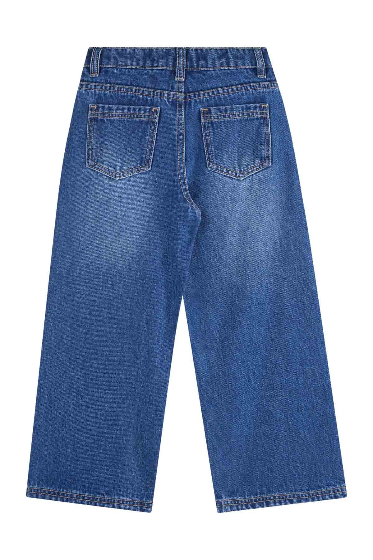 Jeans Niña Flare Con Strass Azul
