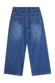 Jeans Niña Flare Con Strass Azul