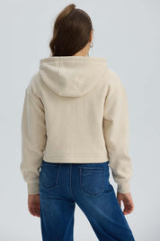 Polerón Niña Full Zipper Mariposa Beige