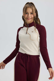 Polera Niña Medio Cierre Burdeo