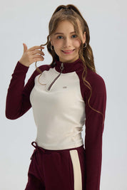 Polera Niña Medio Cierre Burdeo