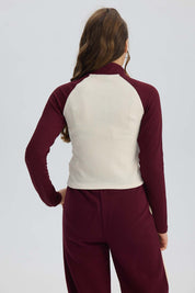 Polera Niña Medio Cierre Burdeo