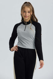 Polera Niña Medio Cierre Negro