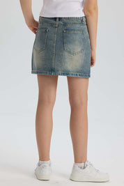 Falda Niña Denim con Estrellas Azul