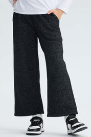 Pantalón Buzo niña Wide Leg Brillo Negro