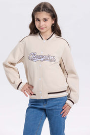 Chaqueta Mujer College Beige con bordado frontal
