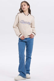 Chaqueta Mujer College Beige con bordado frontal