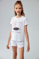 Polera Niña Textura Blanco