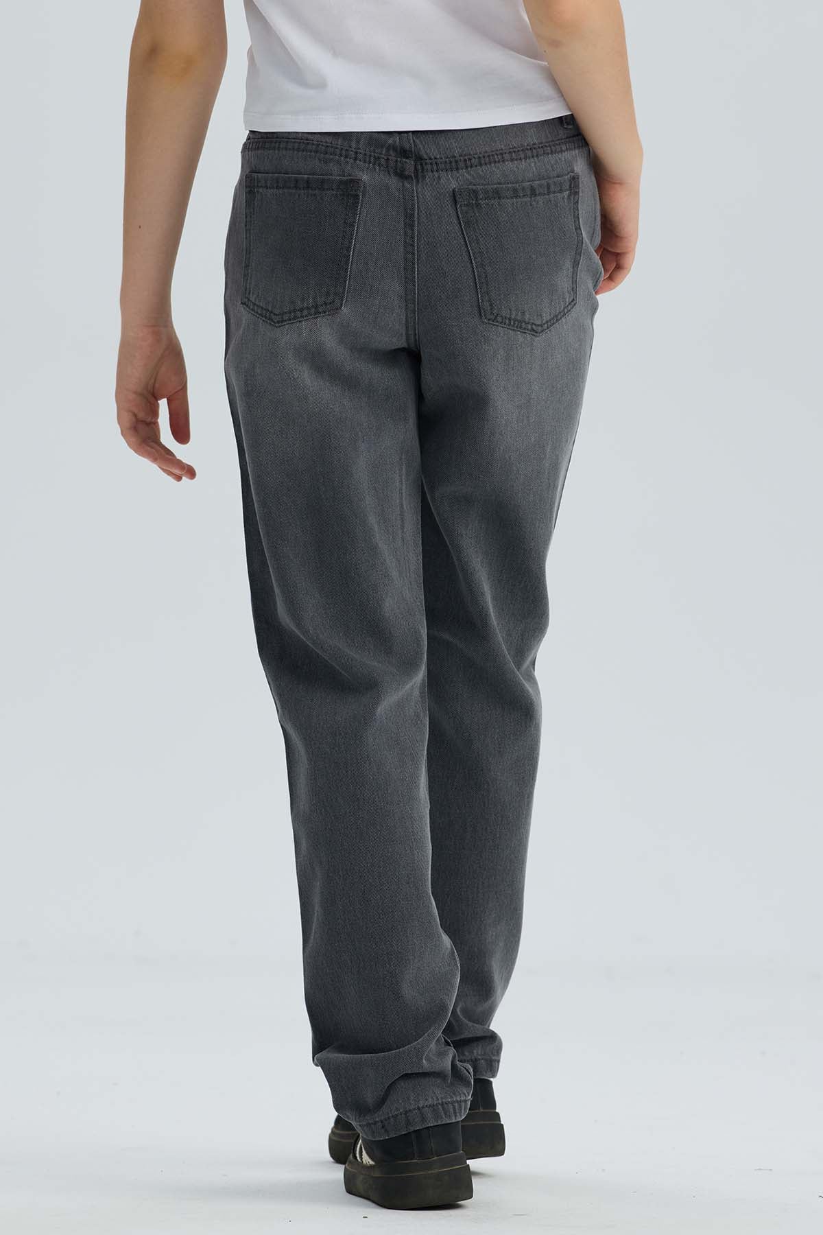 Jeans Niña Mom Con Strass Gris