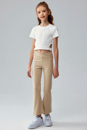 Calza Niña Flare Con Pretina Beige