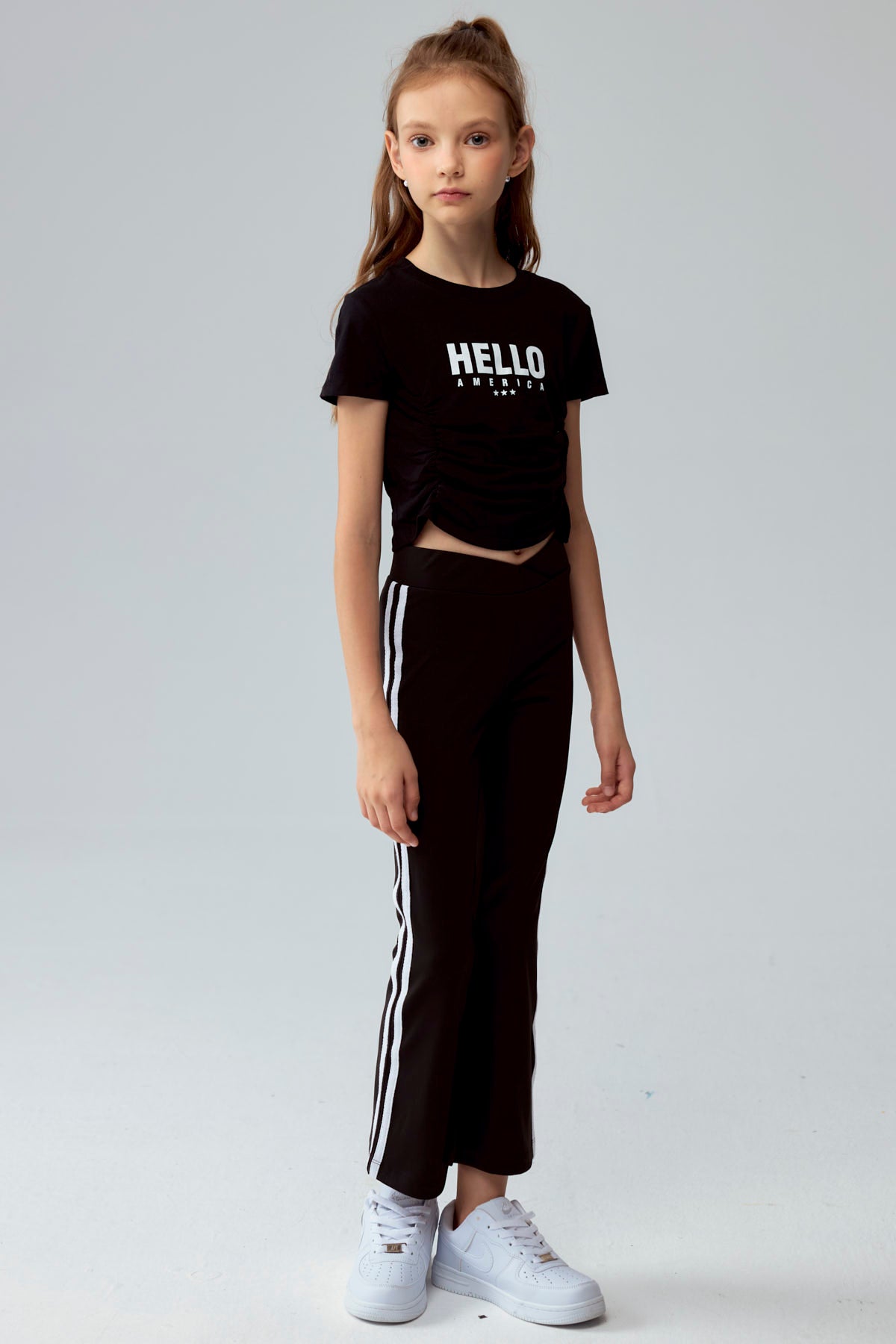 Calza Niña Flare Con Pretina Negro