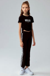 Calza Niña Flare Con Pretina Negro