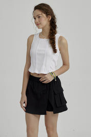 Polera Niña Con Peto Falso Blanco