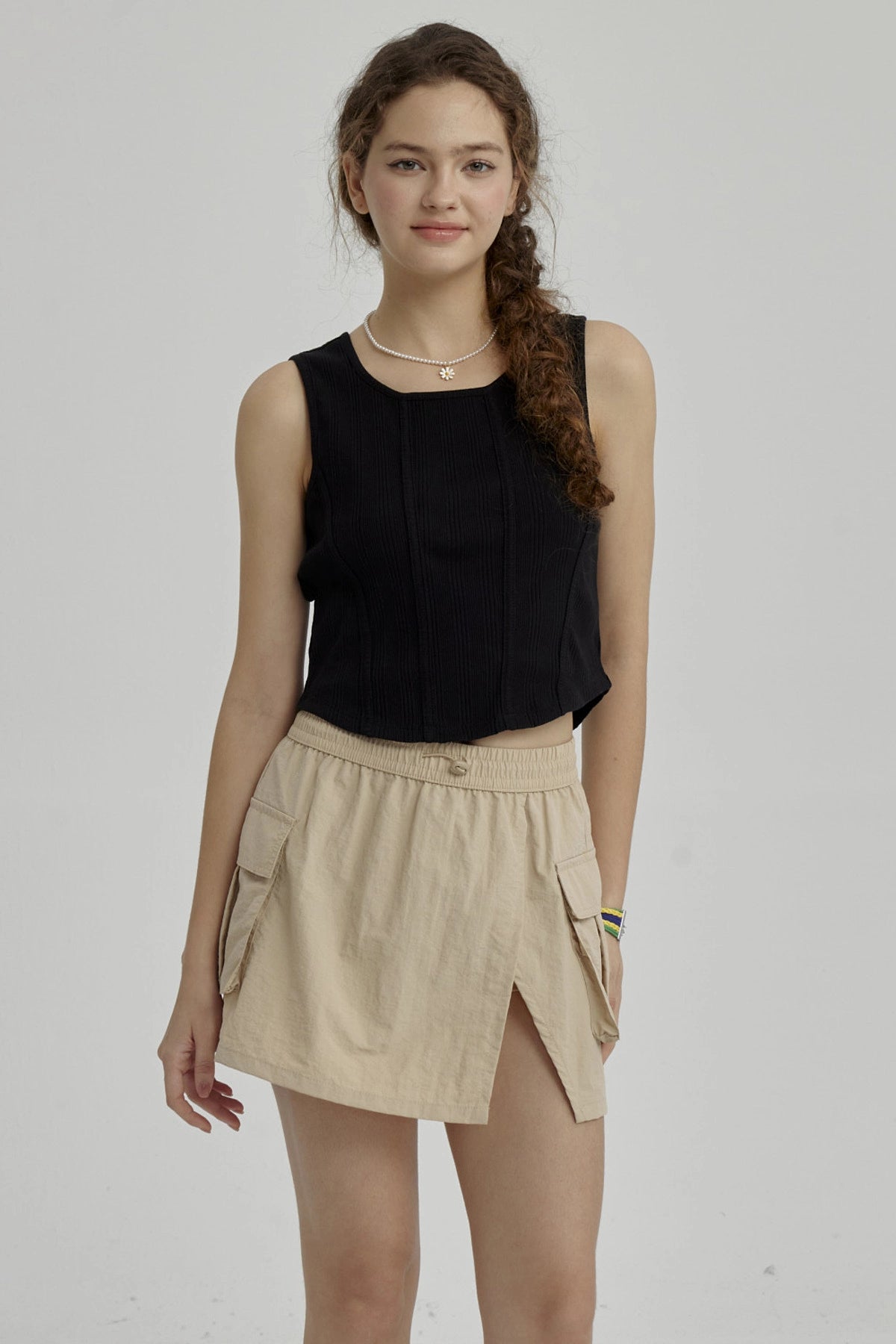 Polera Niña Tipo Corset Negro