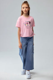 Polera Niña Print Posicional Rosado