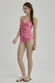 Traje de Baño Niña Full Print Fucsia