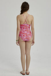 Traje de Baño Niña Full Print Fucsia