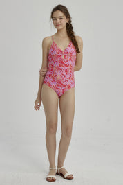 Traje de Baño Niña Full Print Fucsia