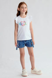 Polera Niña Con Vuelos Blanco
