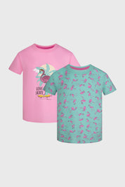 Polera Niña Bipack Print Rosado