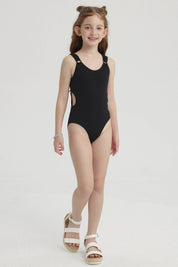 Traje de Baño Niña Argolla Negro