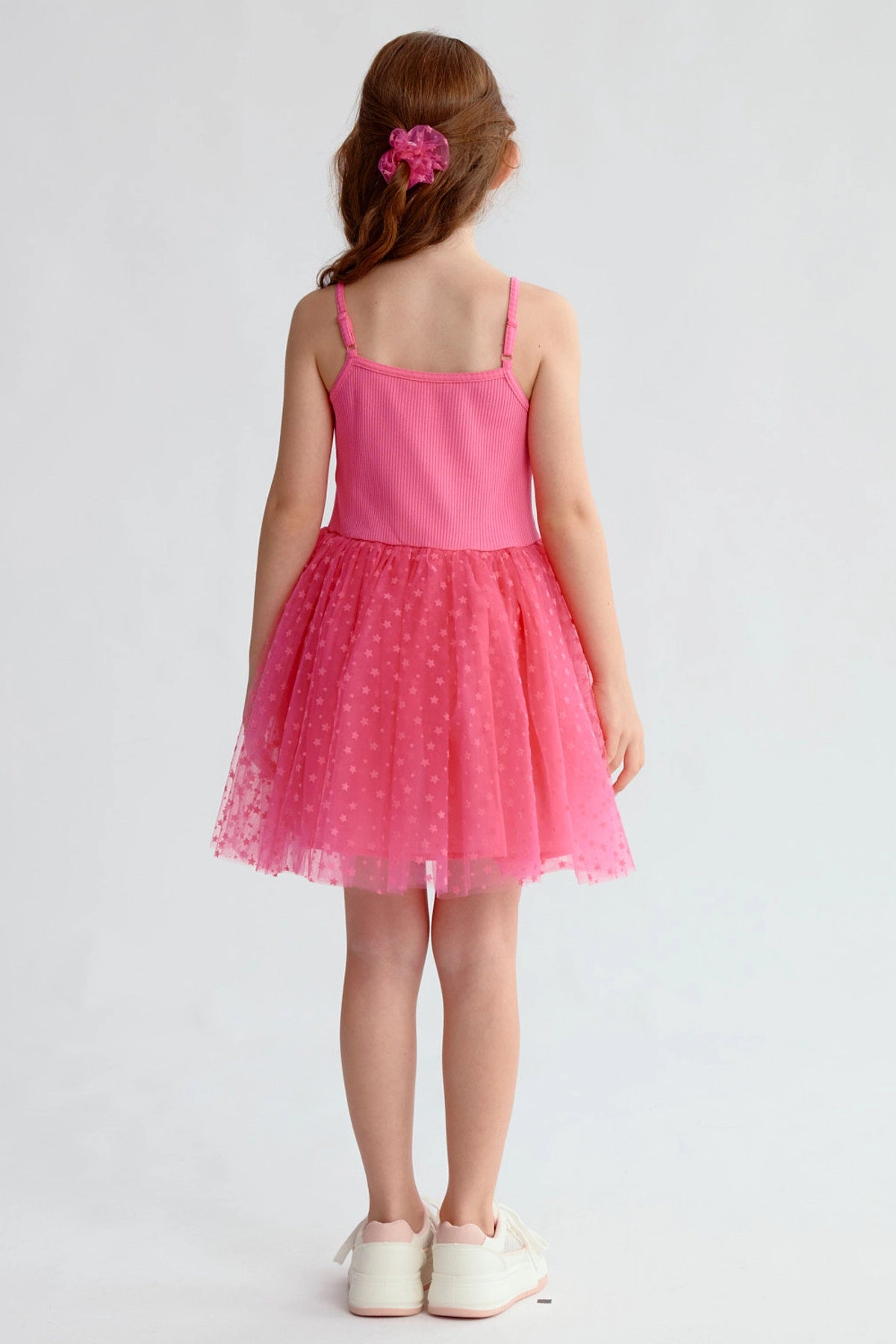 Vestido Niña Rib Tul Fucsia