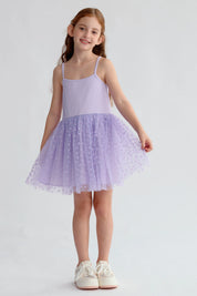 Vestido Niña Rib Tul Lila