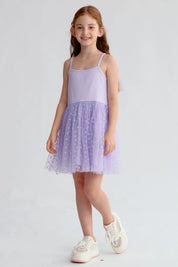 Vestido Niña Rib Tul Lila