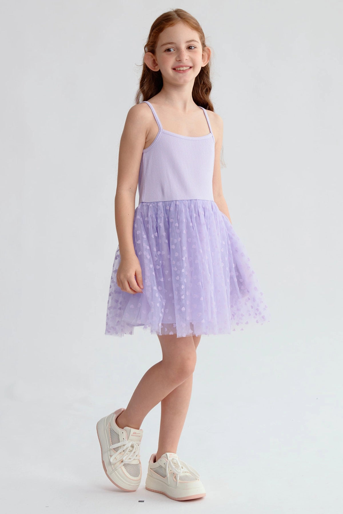 Vestido Niña Rib Tul Lila