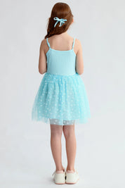 Vestido Niña Rib Tul Celeste