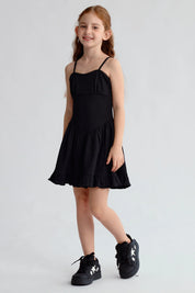 Vestido Niña Cintura Corte Negro