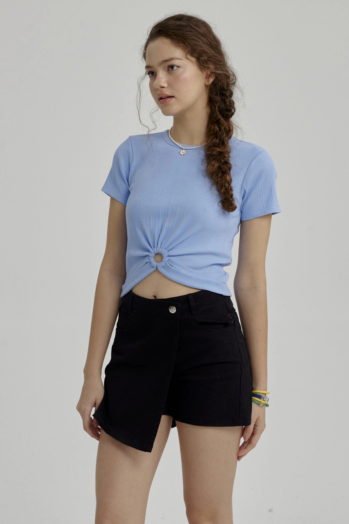 Polera Niña Con Argolla Celeste