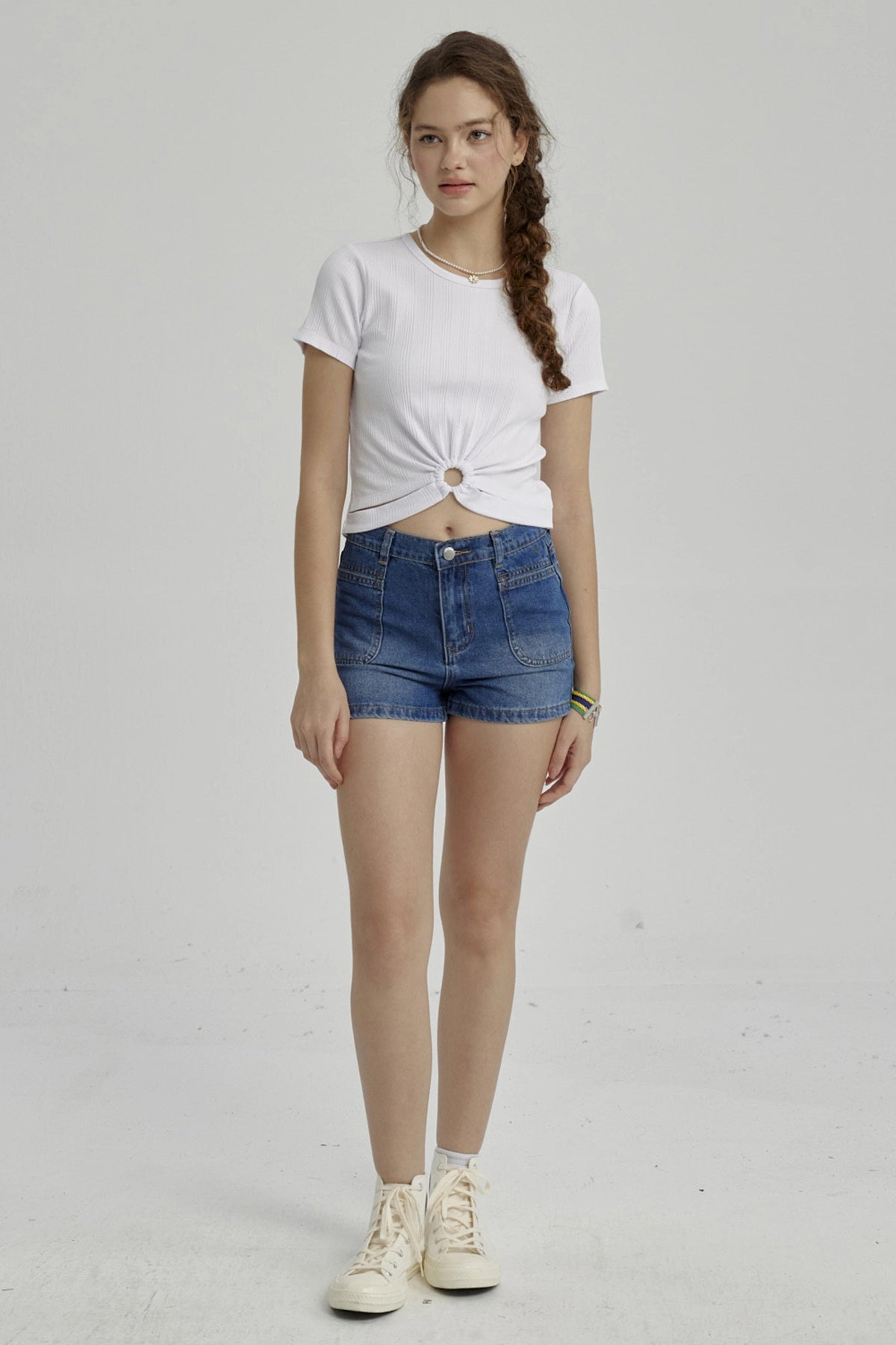 Polera Niña Con Argolla Blanco