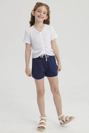 Polera Niña Con Recogido Blanco