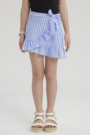 Falda Niña Short Full Print Celeste