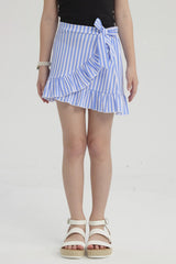 Falda Niña Short Full Print Celeste