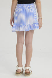 Falda Niña Short Full Print Celeste