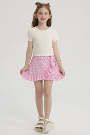 Falda Niña Short Full Print Rosado