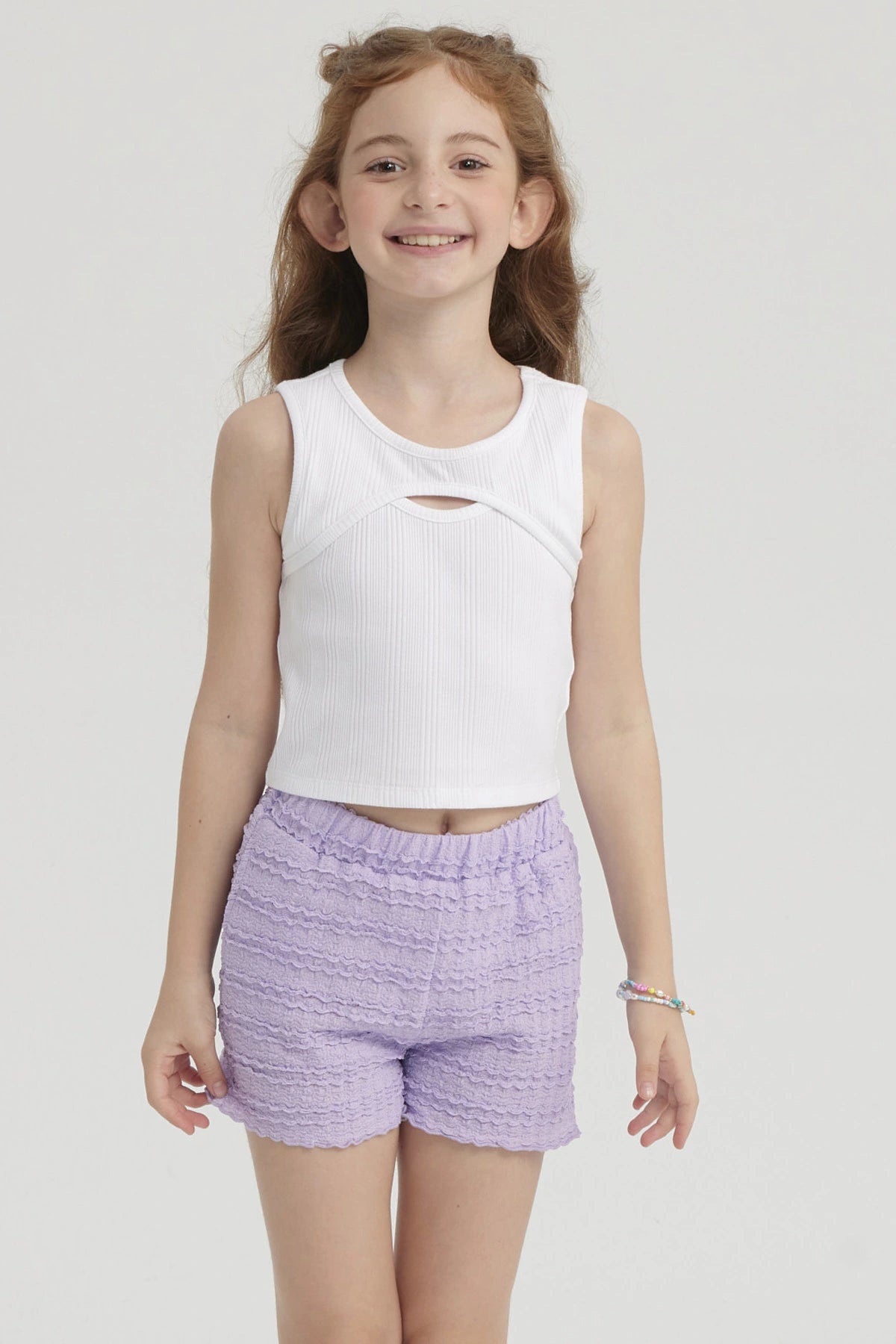 Polera Niña Rib Cut Out Blanco