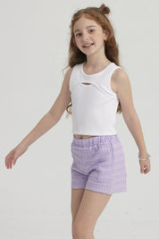 Polera Niña Rib Cut Out Blanco