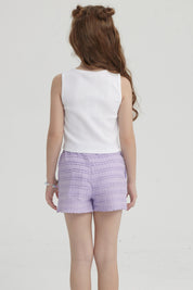 Polera Niña Rib Cut Out Blanco