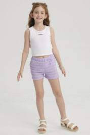 Polera Niña Rib Cut Out Blanco