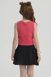 Polera Niña Rib Cut Out Fucsia