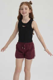 Polera Niña Rib Cut Out Negro