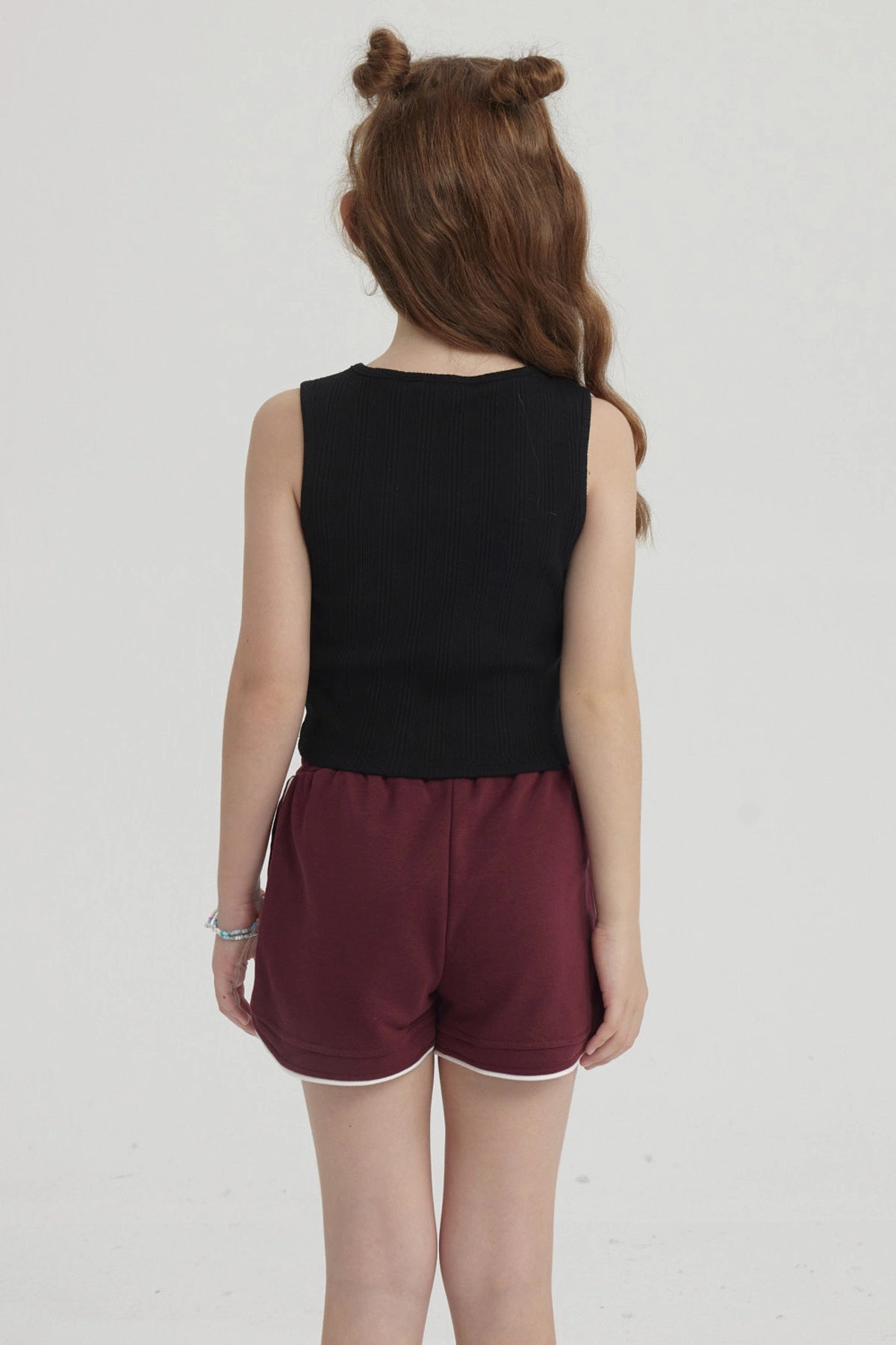 Polera Niña Rib Cut Out Negro